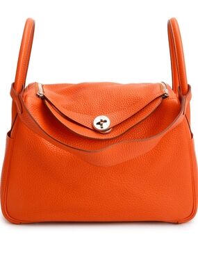 Hermes, Feu Taurillon Clemence Leather Lindy 30 In Orange With Box And Dustbag.
